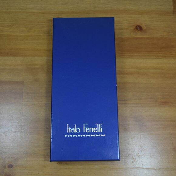 $570 ITALO FERRETTI Navy Blue Striped Handmade Silk Linen Neck Tie Italy XL - Picture 6 of 16